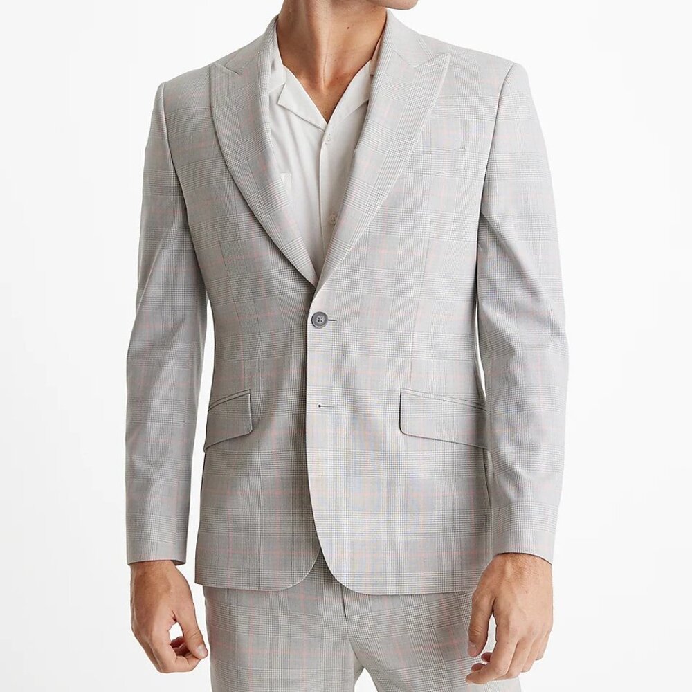 EXPRES EXTRA SLIM PLAID MODERN TECH SUIT JACKET NWT